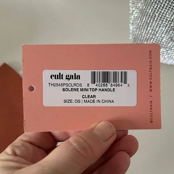 NWT Cult Gaia Solene Mini Top Round Handle Clear Rhinestone Silver Bag - Picture 10 of 10